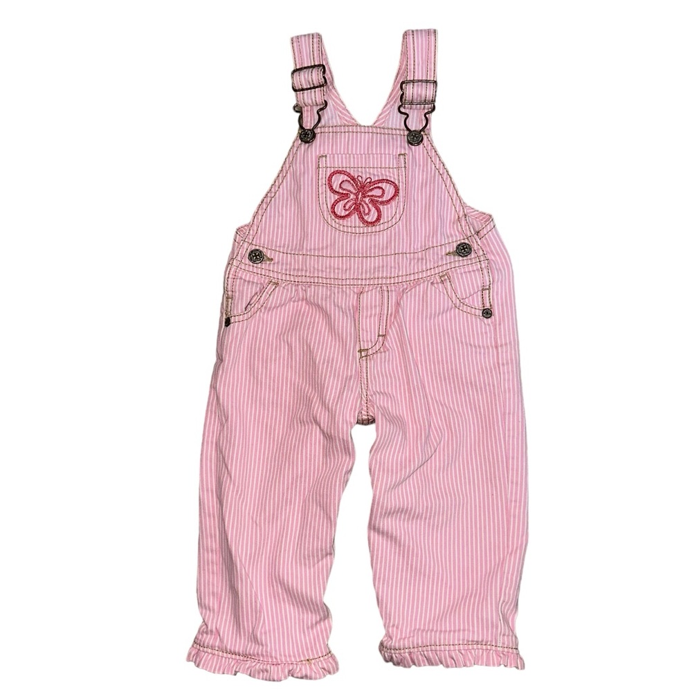 OshKosh B’gosh Pink Stripe Butterfly Overalls‎ - 12 months